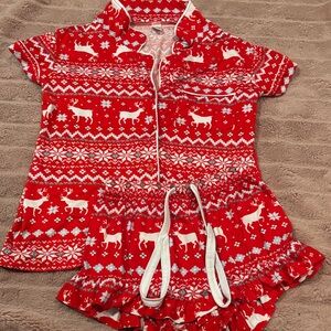 Two peice matching Christmas pajamas (size S on shirt and shorts)